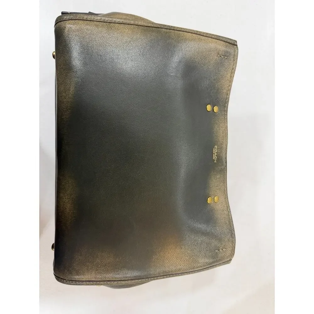 NWT B2-016 Coach Loved Leather Rogue 31 Bag Brass Green Full Grain Leather CEN42